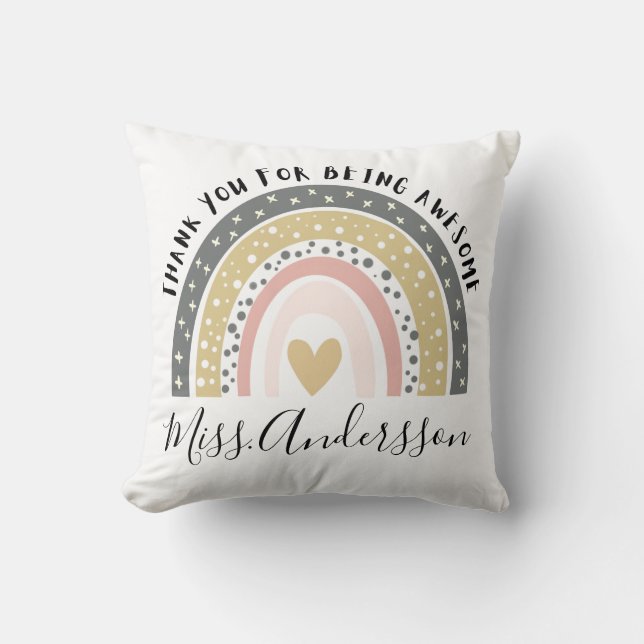 Personalised Teacher Gift, Custom Teacher Gift Cushion (Front)