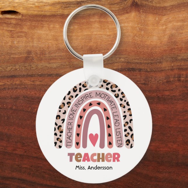 Personalised Teacher Gift, Custom Teacher Gift Key Ring (Front)
