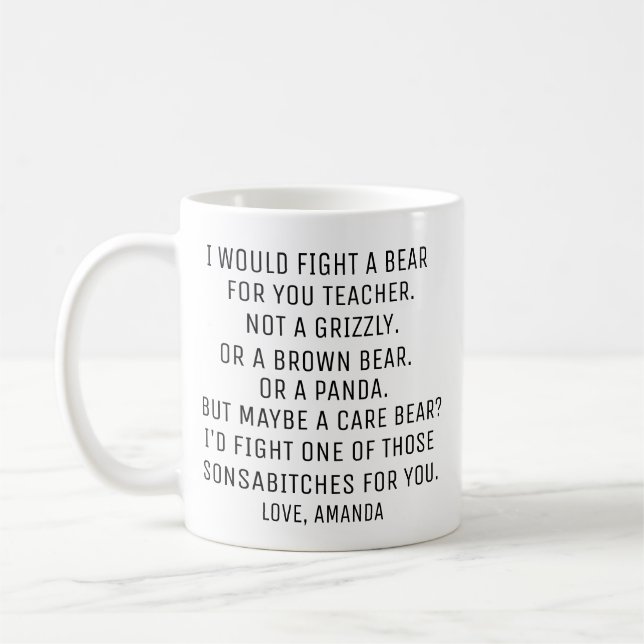 Personalised Teacher Gift, Custom Teacher Gifts,  Coffee Mug (Left)