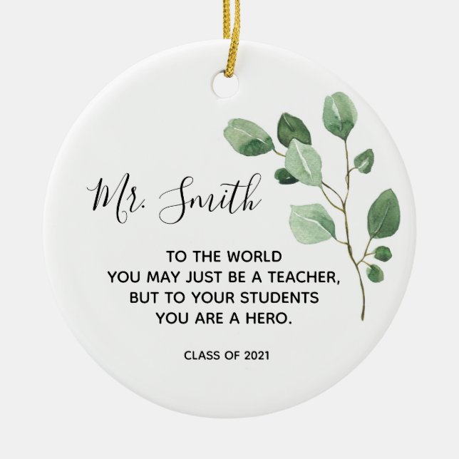 Personalised Teacher Gift ornament (Front)