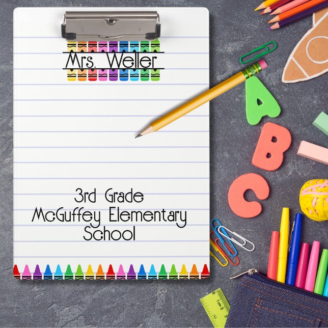 Personalised Teacher Gift Rainbow Crayons   Clipboard (Creator Uploaded)