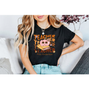 Personalised Teacher Halloween– Retro Pumpkin T-Shirt