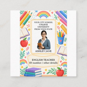 Personalised Teacher ID Badge School Staff Calling Card