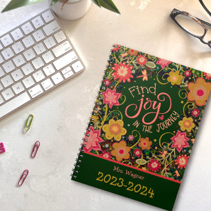 Personalised Teacher Joy in Journey Pretty Floral Planner