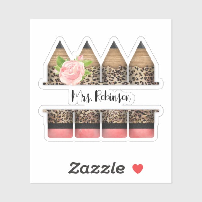 Personalised Teacher Leopard Print Pencil  (Sheet)
