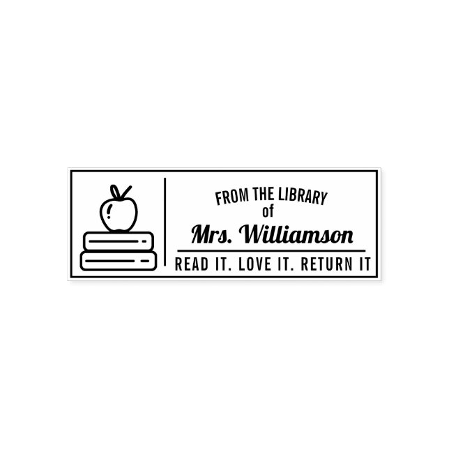 Personalised Teacher Library Colouring Self-inking Stamp (Design)