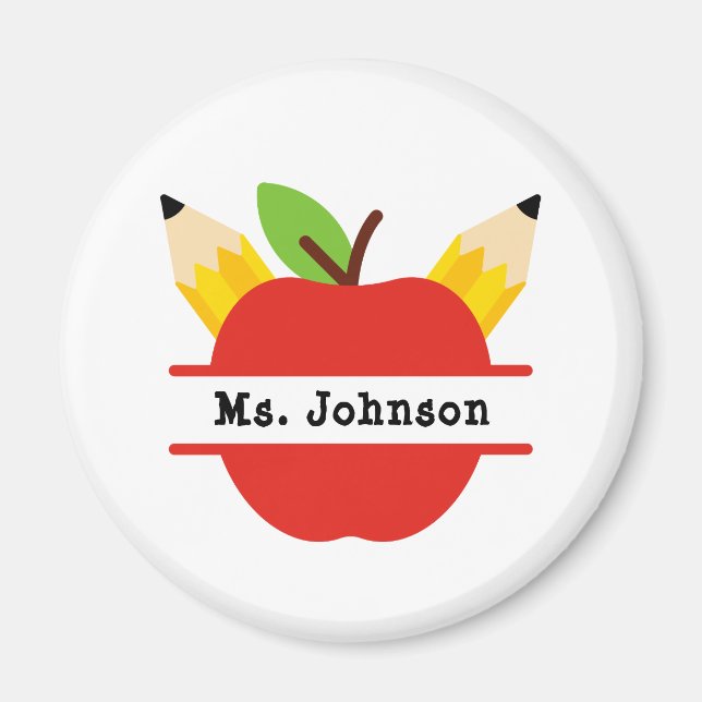 Personalised Teacher Name Apple Magnet (Front)