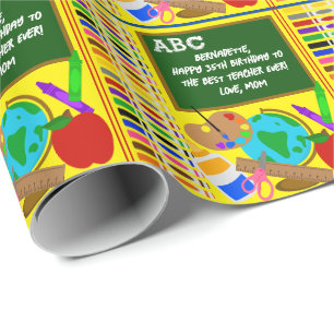 Personalised Teacher Name Birthday Graduation Text Wrapping Paper