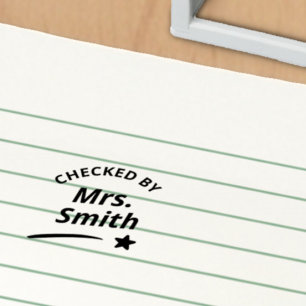 Personalised Teacher Name Checked By Grading Self-inking Stamp