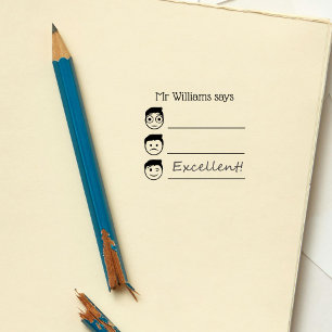 Personalised Teacher Name Emojis Avaliation Rubber Stamp