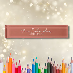 Personalised Teacher Name Grade Modern Boho Nameplate