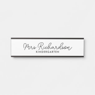 Personalised Teacher Name Grade Simple Modern Door Sign