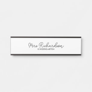 Personalised Teacher Name Grade Simple Modern Door Sign