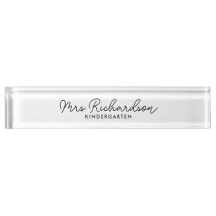 Personalised Teacher Name Grade Simple Modern Nameplate
