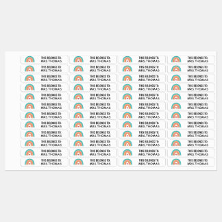 Personalised Teacher Name Labels – Rainbow Design