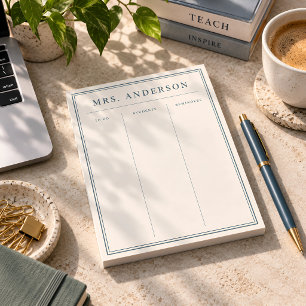 Personalised Teacher Name To Do List Notepad
