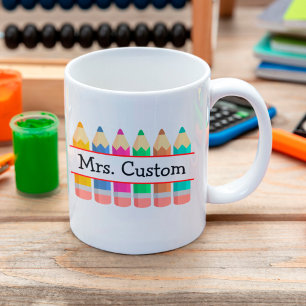 Personalised Teacher Name With Crayons Coffee Mug