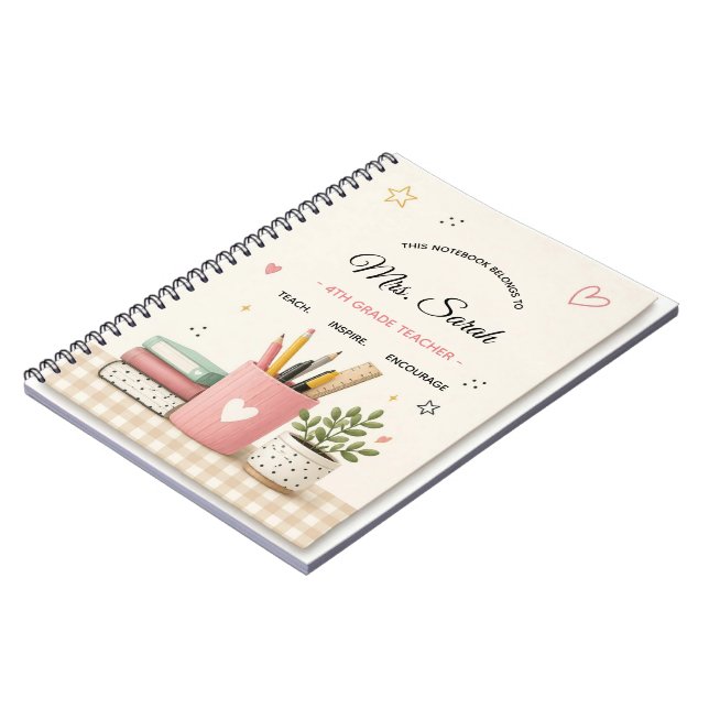 Personalised Teacher Notebook – Custom Name & Grad (Left Side)