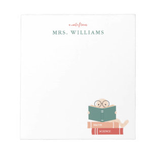 Personalised Teacher Notepad Bookworm