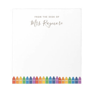 Personalised Teacher Notepad – Rainbow Crayon Appr