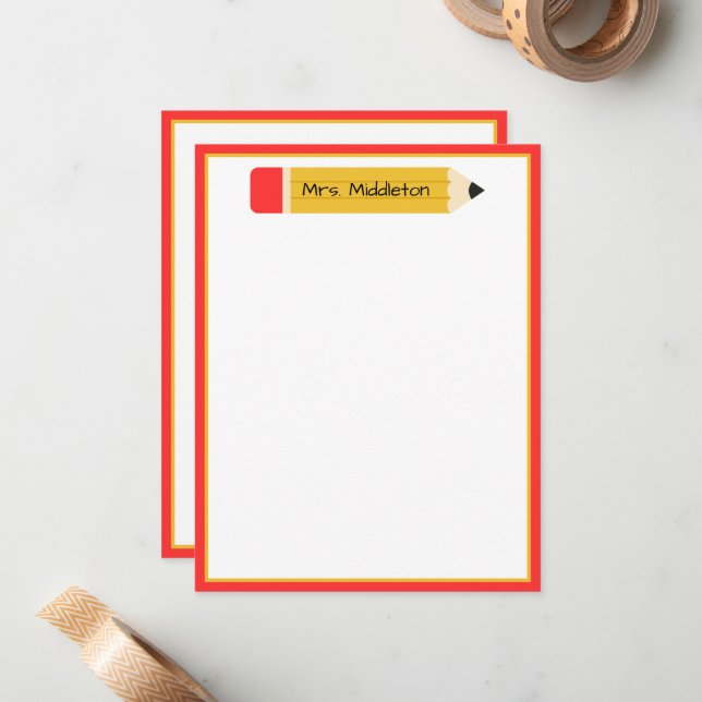 Personalised Teacher Pencil Card (Front/Back In Situ)