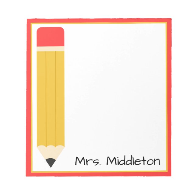 Personalised Teacher Pencil Notepad (Front)