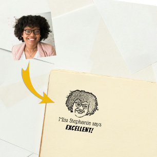 Personalised Teacher Photo and Avaliation Rubber Stamp