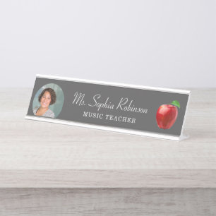 Personalised Teacher Photo Modern  Desk Name Plate