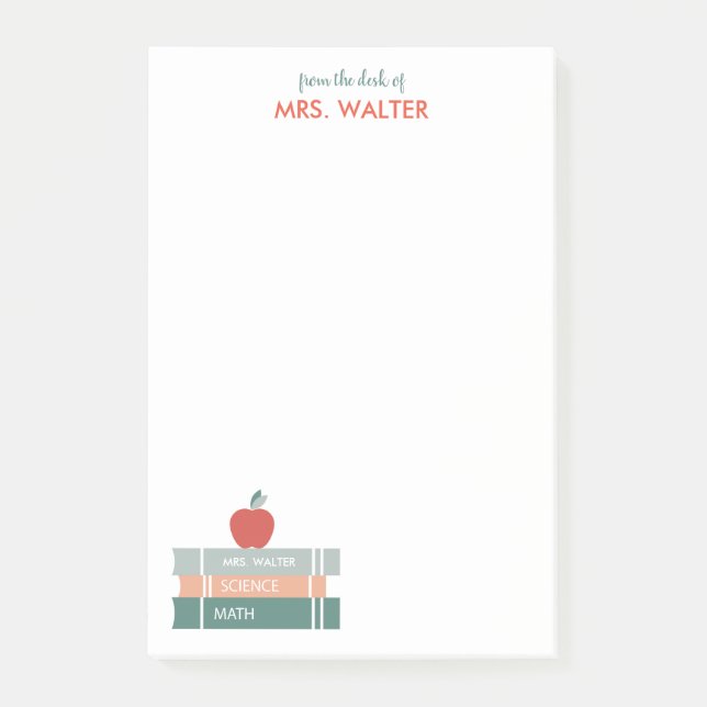 Personalised Teacher Post-It Notes Books and Apple (Front)