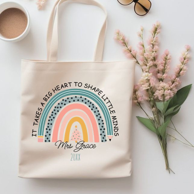 personalised teacher rainbow Christmas, Custom  Tote Bag (personalized teacher rainbow Christmas, Custom Tote Bag)