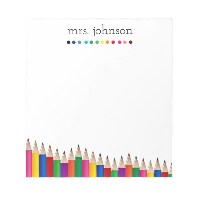 Personalised Teacher Rainbow Pencil Notepad (Front)
