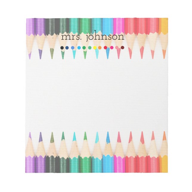 Personalised Teacher Rainbow Pencil Notepad (Front)
