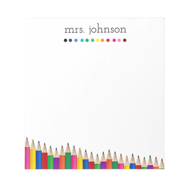 Personalised Teacher Rainbow Pencil Notepad (Front)