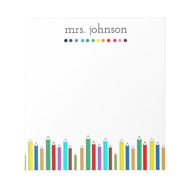 Personalised Teacher Rainbow Pencil Notepad (Front)