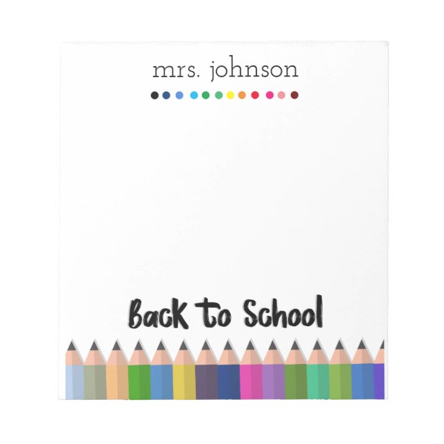 Personalised Teacher Rainbow Pencil Notepad (Front)