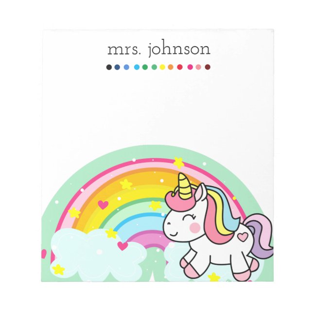 Personalised Teacher Rainbow Pencil Notepad (Front)