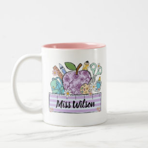 Personalised Teacher Shirt Custom Teacher Name Two-Tone Coffee Mug