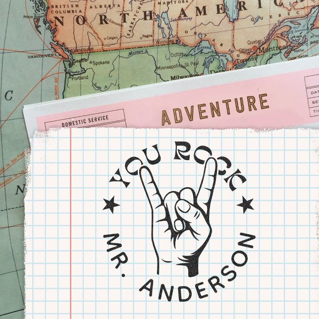 Personalised Teacher Stamp Gift You Rock (Creator Uploaded)