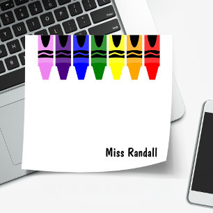 Personalised Teacher Sticky Crayon Desk Accessorie Post-it Notes