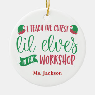 Personalised Teacher to the Cutest Elves Gift Ceramic Tree Decoration