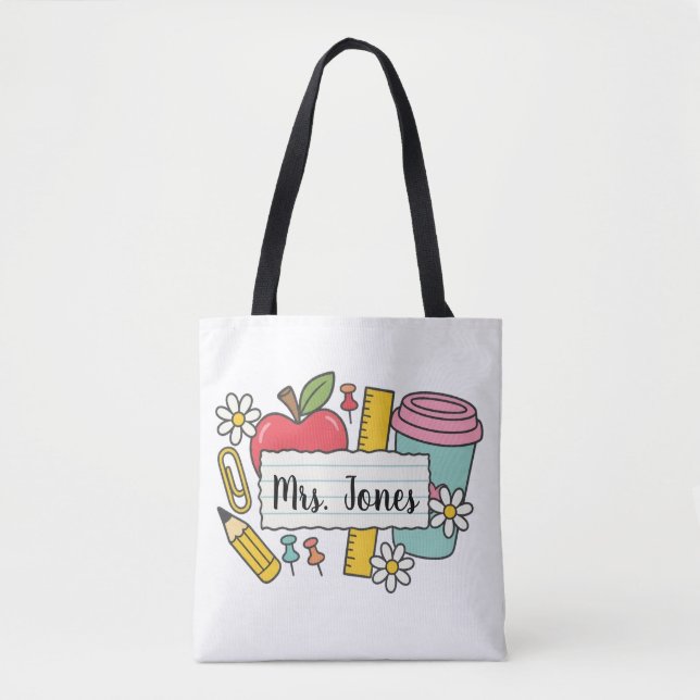 Personalised teacher Tote bag, Custom Teacher  Bag (Front)