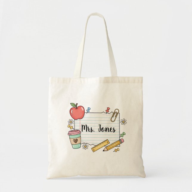 Personalised teacher Tote bag, Custom Teacher  Bag (Front)