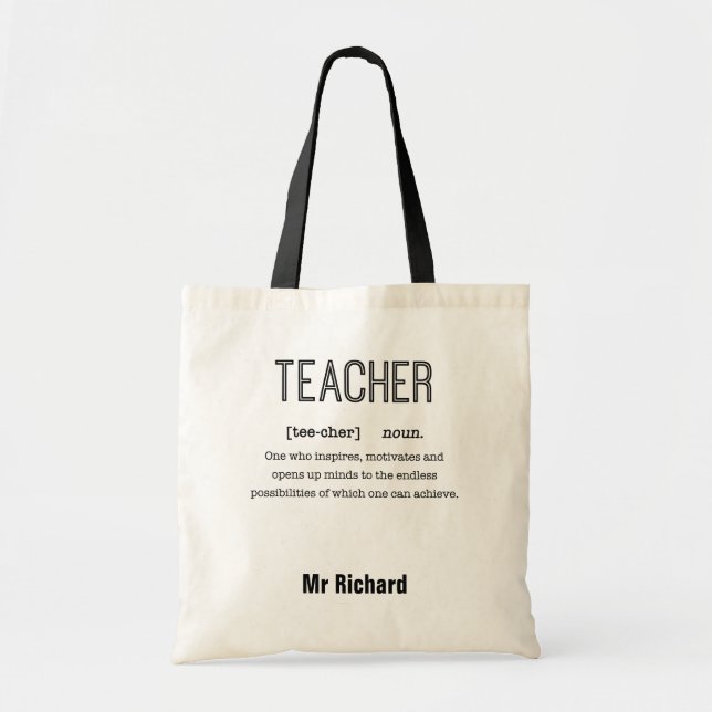 Personalised Teacher Tote Bags (Definition) (Front)