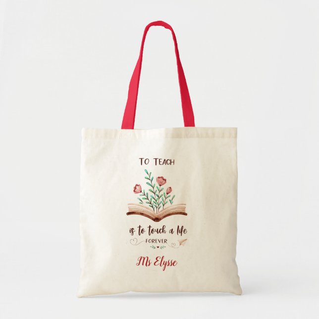 Personalised Teacher Tote Bags (Watercolor Quotes) (Front)