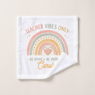 Personalised Teacher Vibes Only Hand Towel