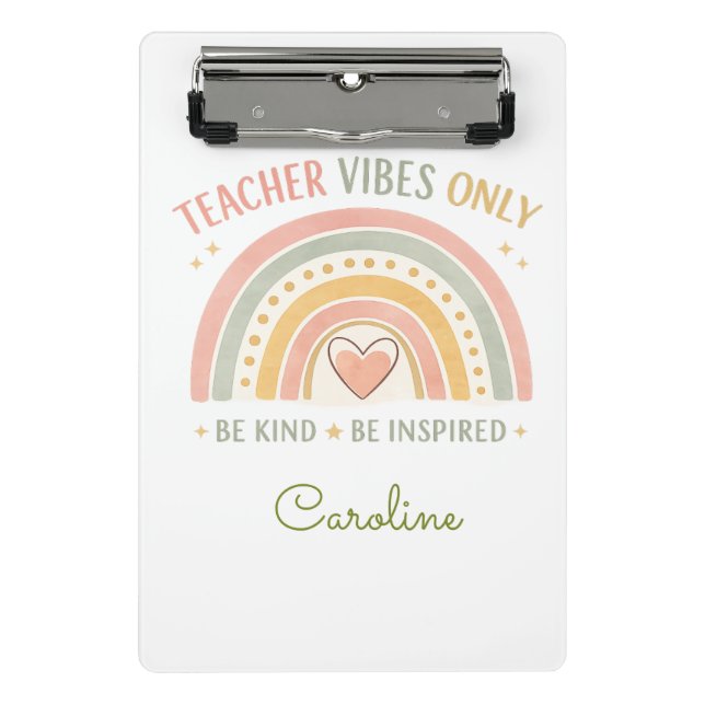 Personalised Teacher Vibes Only Mini Clipboard (Front)