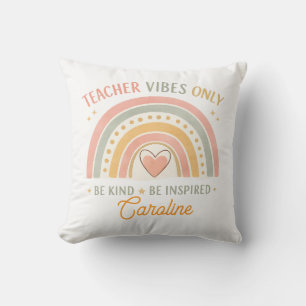Personalised Teacher Vibes Only Throw Pillow