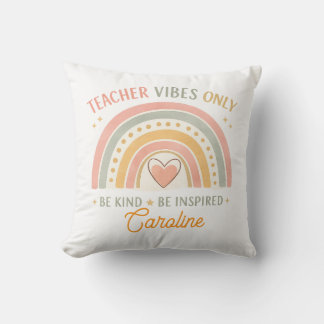 Personalised Teacher Vibes Only Throw Pillow