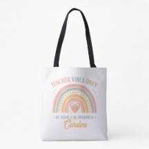 Personalised Teacher Vibes Only Tote Bag
