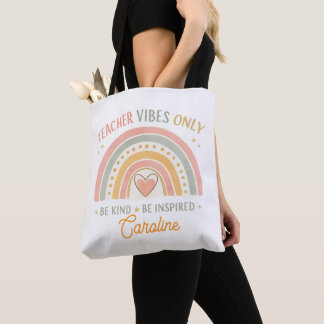Personalised Teacher Vibes Only Tote Bag